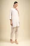 Buy_Divyam Mehta_Cream Embroidery Round Neck Straight Kurta Set _Online_at_Aza_Fashions