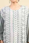 Divyam Mehta_Blue Chanderi Round Neck Printed Straight Kurta Set _at_Aza_Fashions