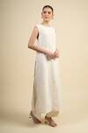 Shop_Divyam Mehta_Cream Handloom Cotton Round Neck Kurta Set _Online_at_Aza_Fashions