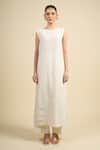 Divyam Mehta_Cream Handloom Cotton Round Neck Kurta Set _at_Aza_Fashions