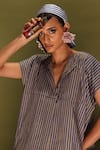 Buy_Stoique_Blue Cotton Collared Striped Italian Top 