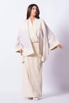 Stoique_Ivory Crepe Designer Kimono _Online_at_Aza_Fashions