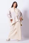 Buy_Stoique_Ivory Crepe Designer Kimono _at_Aza_Fashions