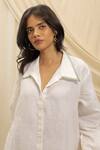 Akashi Clothing_White Linen Collared Shirt Dress _Online_at_Aza_Fashions