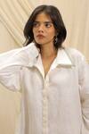 Shop_Akashi Clothing_White Linen Collared Shirt Dress _Online_at_Aza_Fashions