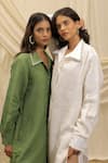 Akashi Clothing_White Linen Collared Shirt Dress _at_Aza_Fashions