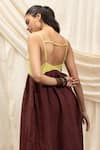 Akashi Clothing_Brown Linen Embroidery Square Neck Sun Dress _Online_at_Aza_Fashions