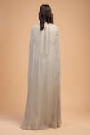 Shop_NIRRAAMYAA_Ivory Viscose, Georgette Rhinestones V-neck Embellished Gown Set _at_Aza_Fashions