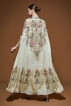 Shop_NIRRAAMYAA_Ivory Crepe Rhinestones, Embroidery V-neck Cape Gown Set _at_Aza_Fashions