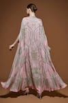 Shop_NIRRAAMYAA_Pink Crepe Rhinestones High Neck Designer Embroidered Cape And Gown Set _at_Aza_Fashions