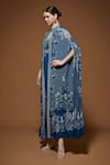 NIRRAAMYAA_Blue Crepe Rhinestones Keyhole Neck Designer Cape Gown Set _Online_at_Aza_Fashions