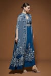 Buy_NIRRAAMYAA_Blue Crepe Rhinestones Keyhole Neck Designer Cape Gown Set _Online_at_Aza_Fashions