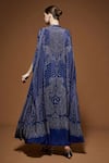 Shop_NIRRAAMYAA_Blue Crepe Rhinestones V-neck Embellished Cape Gown Set _at_Aza_Fashions