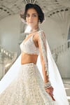 Seema Gujral_Ivory Net Sequins, Beads Lehenga Set _Online_at_Aza_Fashions