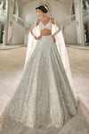 Buy_Seema Gujral_Ivory Net Sequins, Beads Lehenga Set _at_Aza_Fashions
