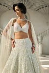 Shop_Seema Gujral_Ivory Net Sequins, Beads Lehenga Set _Online_at_Aza_Fashions