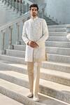 Buy_Seema Gujral_Ivory Silk Embroidery Sherwani Set _at_Aza_Fashions