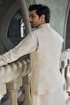 Seema Gujral_Beige Silk Embroidery Bundi Kurta And Pant Set _Online_at_Aza_Fashions