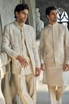 Buy_Seema Gujral_Beige Silk Embroidery Bundi Kurta And Pant Set 