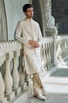Buy_Seema Gujral_Beige Silk Embroidery Bundi Kurta And Pant Set _at_Aza_Fashions