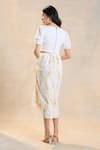 Shop_Vedika M_White Linen Waterdrop Drawstring Skirt Set _at_Aza_Fashions