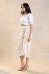 Buy_Vedika M_White Linen Waterdrop Drawstring Skirt Set _Online_at_Aza_Fashions