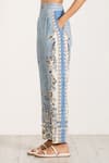 RANNA GILL_Sky Blue Viscose, Linen Nova Rara Pants _Online_at_Aza_Fashions