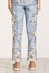 Buy_RANNA GILL_Sky Blue Viscose, Linen Nova Rara Pants _Online_at_Aza_Fashions