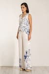 Shop_RANNA GILL_Cream Viscose Embroidery Mira Wide Leg Pants _Online_at_Aza_Fashions