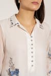 Shop_RANNA GILL_White Linen Lace Collared Clara Floral Embroidered Kurta _Online_at_Aza_Fashions