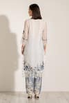 Shop_RANNA GILL_White Linen Lace Collared Clara Floral Embroidered Kurta _at_Aza_Fashions