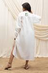 Shop_Akashi Clothing_White Linen Collared Shirt Dress _at_Aza_Fashions