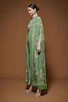 Shop_NIRRAAMYAA_Green Crepe Rhinestones Keyhole Neck Designer Cape And Gown Set _Online_at_Aza_Fashions
