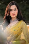 Shop_Shreeka_Lavender Silk Organza Sequins, Embroidery Lime Green Banarasi Tissue Saree Set _at_Aza_Fashions