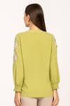 Shop_RANNA GILL_Green Georgette Embroidery Round Neck Avelina Top _at_Aza_Fashions