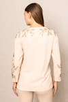 Shop_RANNA GILL_Peach Polyester Embroidery Round Neck Eliana Top _at_Aza_Fashions