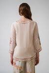 Shop_RANNA GILL_Beige Embroidery V-neck Celina Floral Top _at_Aza_Fashions