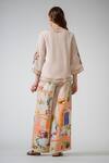 Shop_RANNA GILL_Beige Embroidery V-neck Celina Floral Top _Online_at_Aza_Fashions