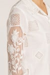 Buy_RANNA GILL_White Linen Embroidery Collared Designer Nora Shirt 
