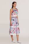 Shop_RANNA GILL_Multi Color Cotton Embroidery, Cut Work Halter Neck Crop Top And Skirt Set 
