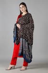 Buy_Sheeshakari_Red Silk Mirrors, Embroidery Round Neck Straight Kurta Set _at_Aza_Fashions