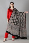 Sheeshakari_Red Silk Embroidery Round Neck Straight Kurta Set _Online_at_Aza_Fashions