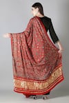 Shop_Sheeshakari_Black Silk Sequins, Embroidery Round Neck Kurta Set With Red Dupatta _at_Aza_Fashions