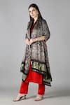 Sheeshakari_Red Silk Embroidery Round Neck Kurta Set With Dupatta _Online_at_Aza_Fashions