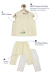 Tiber Taber_Yellow Cotton Embroidery Rail Striped Jhabla Set _at_Aza_Fashions