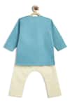 Shop_Tiber Taber_Blue Cotton Embroidery Shiv Damru Kurta Pyjama Set _at_Aza_Fashions