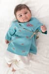 Buy_Tiber Taber_Blue Cotton Embroidery Shiv Damru Kurta Pyjama Set _at_Aza_Fashions