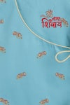 Tiber Taber_Blue Cotton Embroidery Shiv Damru Kurta Pyjama Set _at_Aza_Fashions