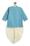 Shop_Tiber Taber_Blue Cotton Embroidery Shiv Damru Dhoti Kurta Set _at_Aza_Fashions