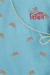 Shop_Tiber Taber_Blue Cotton Embroidery Shiv Damru Dhoti Kurta Set 